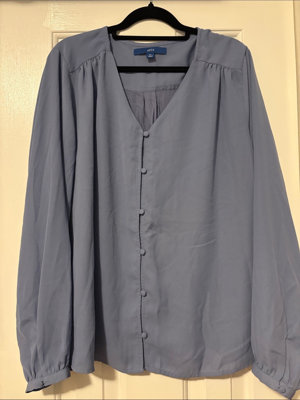 Apt. 9 Dusty Blue Long-Sleeve Button Front Blouse